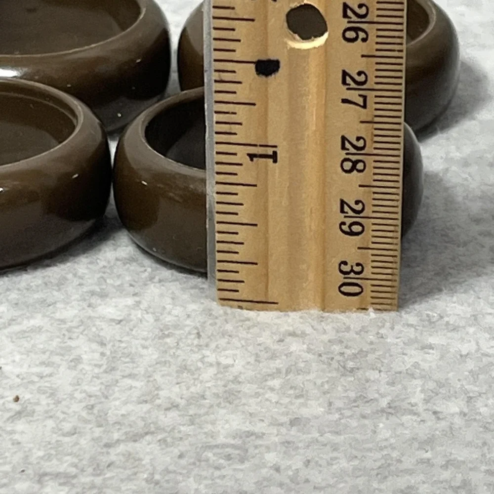 Vintage Plastic Napkin Rings Brown Set Of 6 Round Solid‎ Table Dining Decor Home